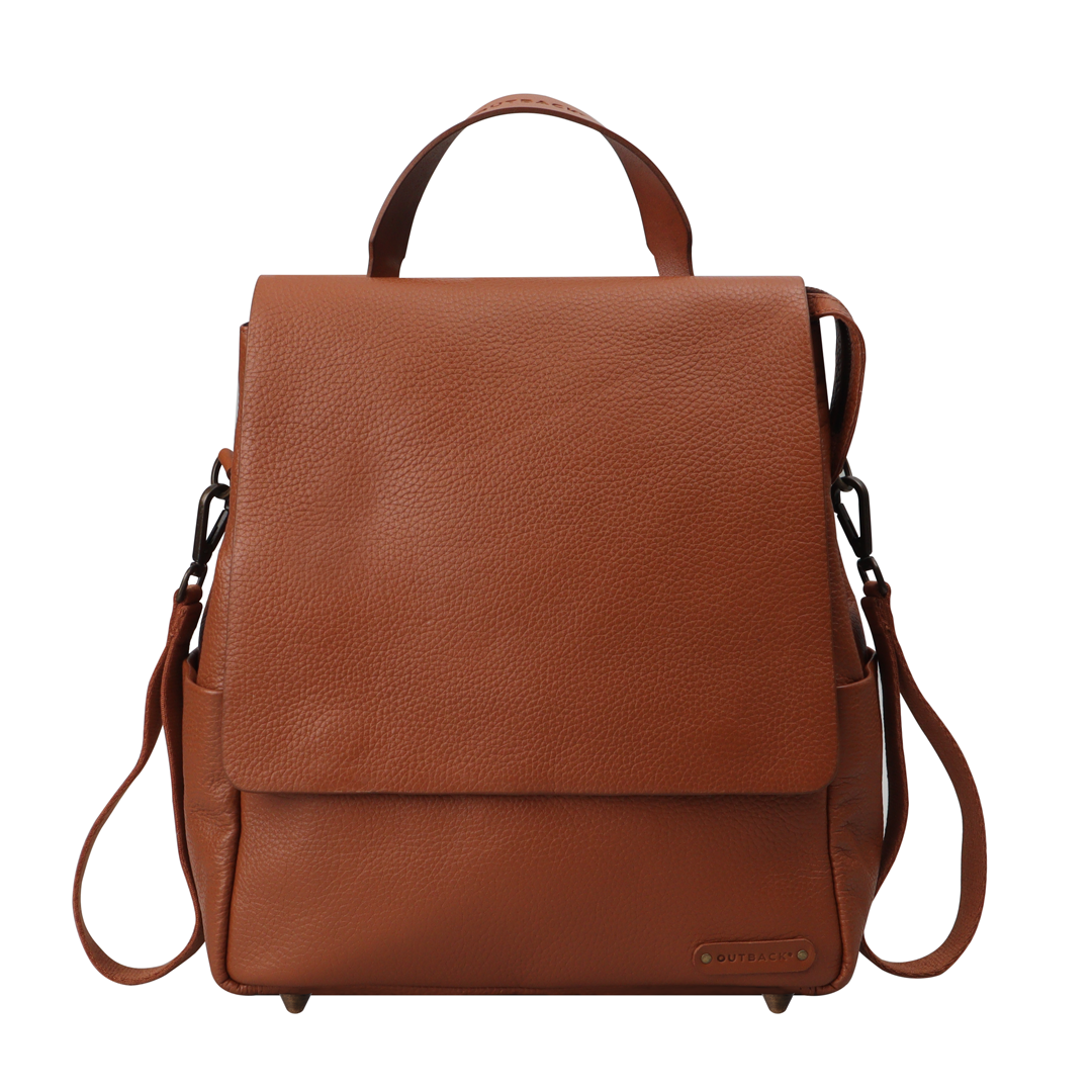 Genuine leather sales backpack diaper bag