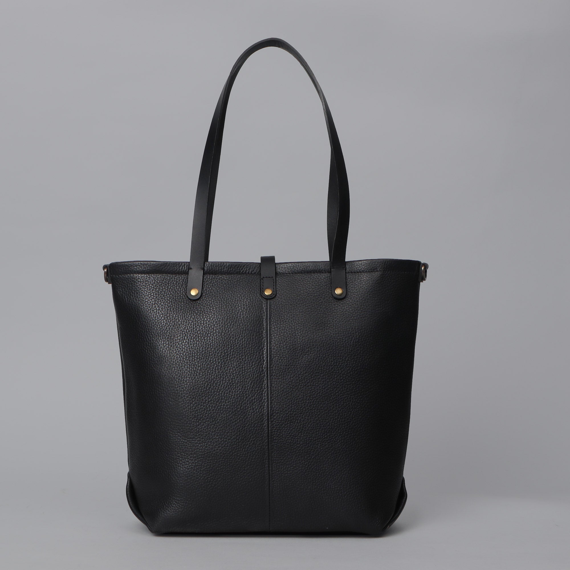 Black leather canvas tote