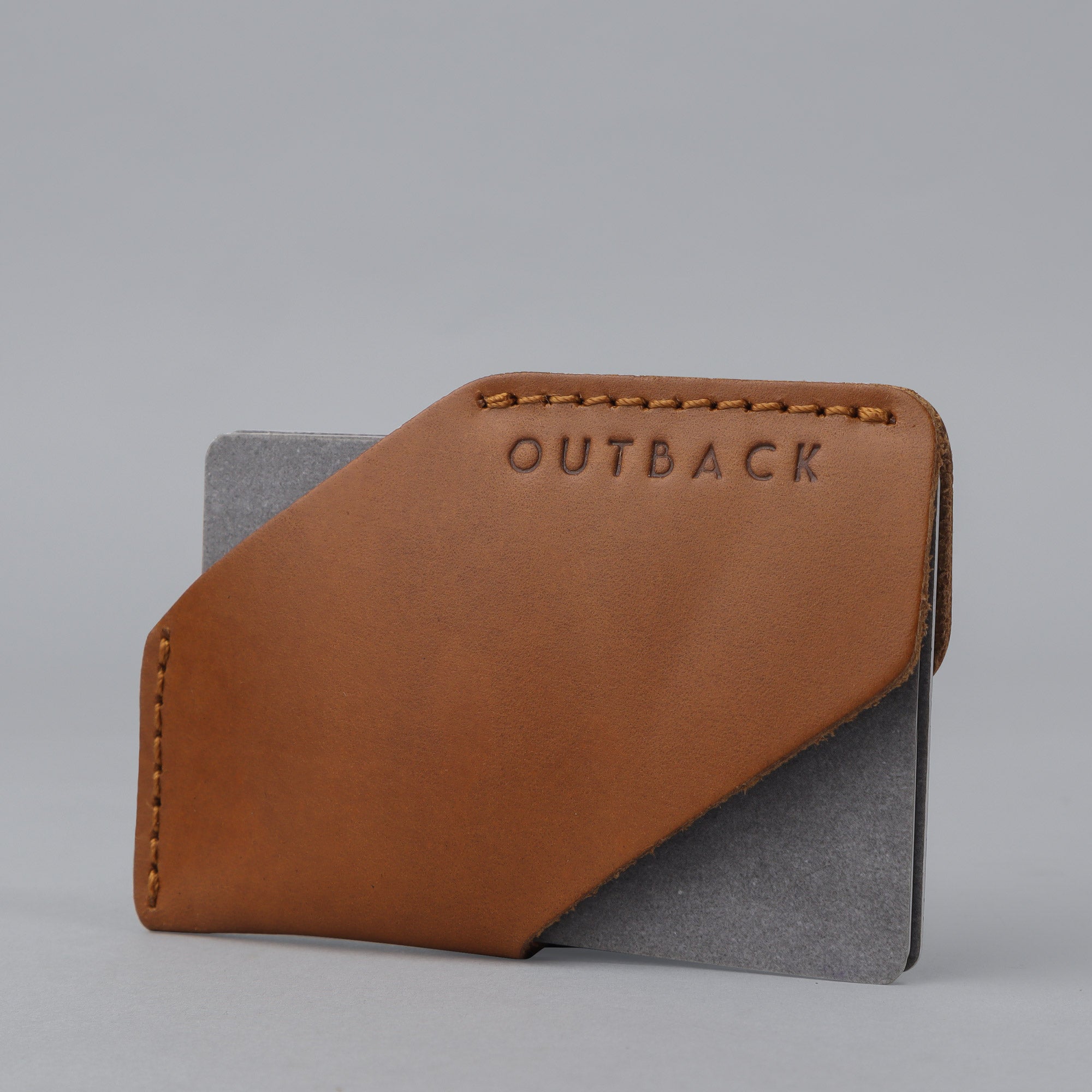 Tan leather card sleeve