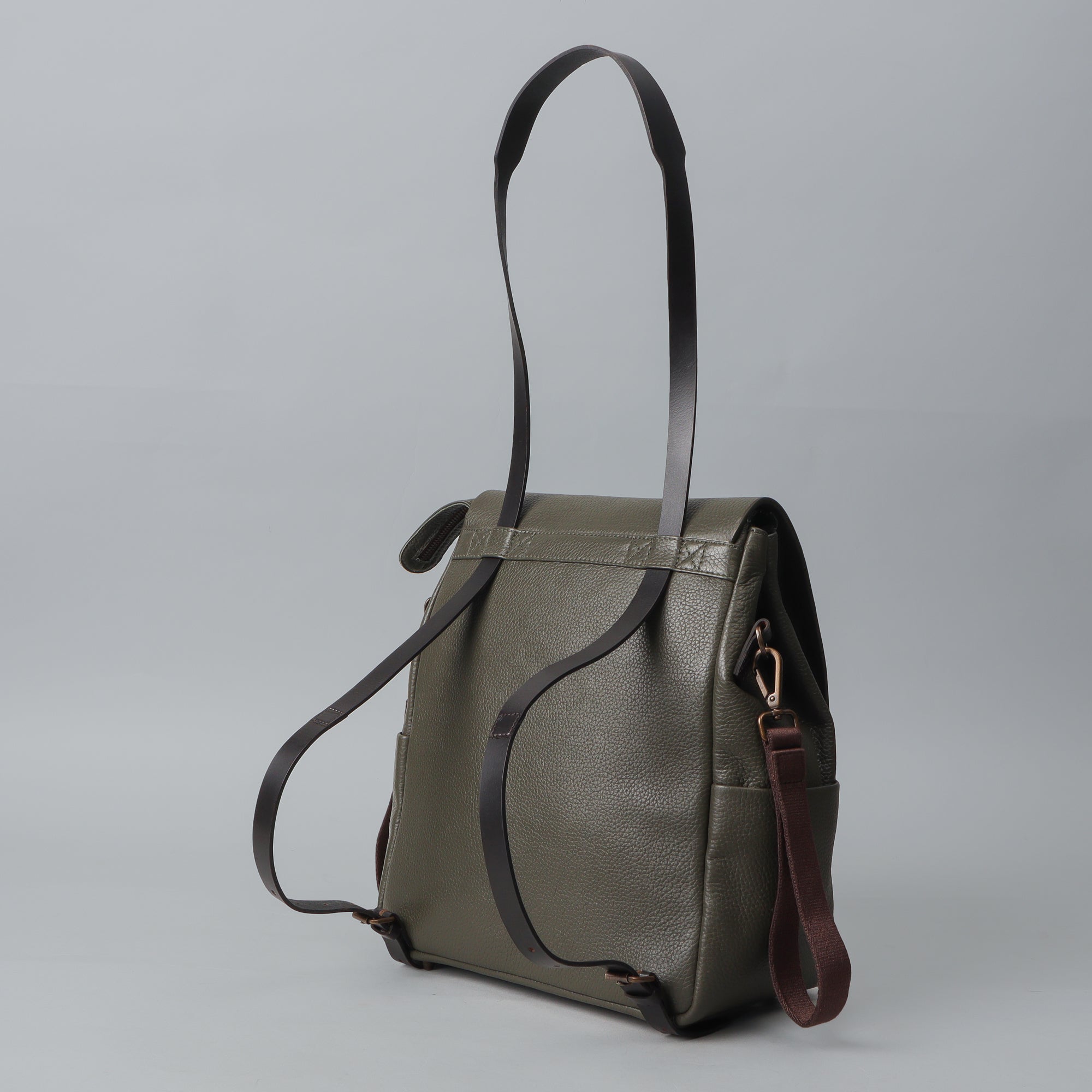 Green leather convertible diaper bag