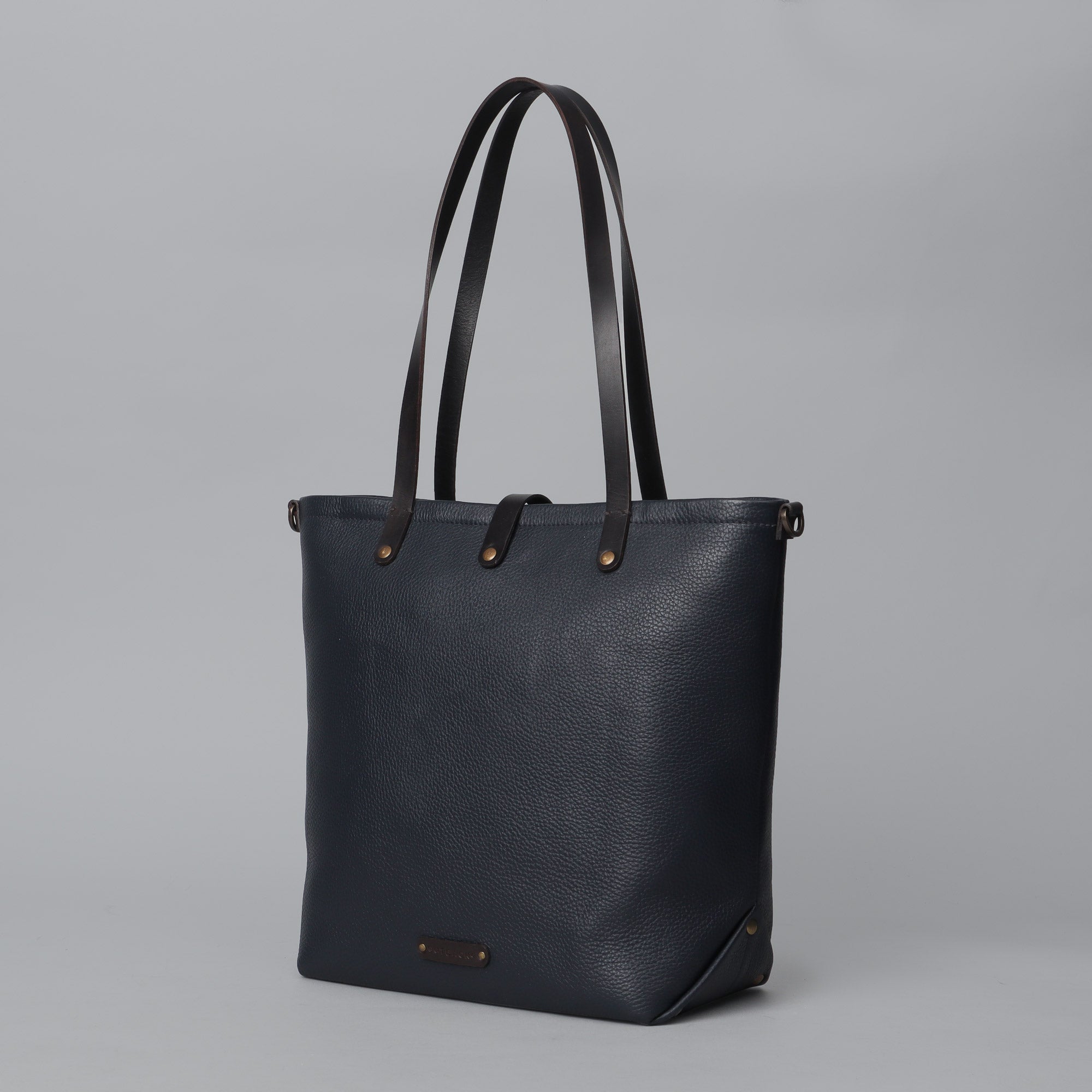 navy leather tote