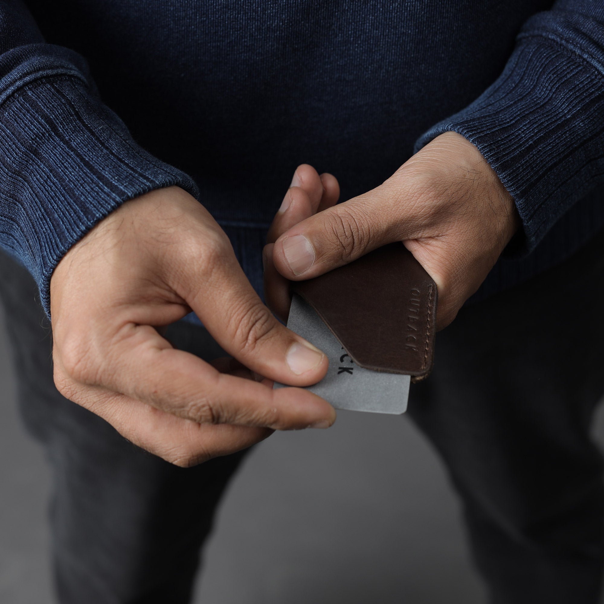leather card sleeve with free engraving