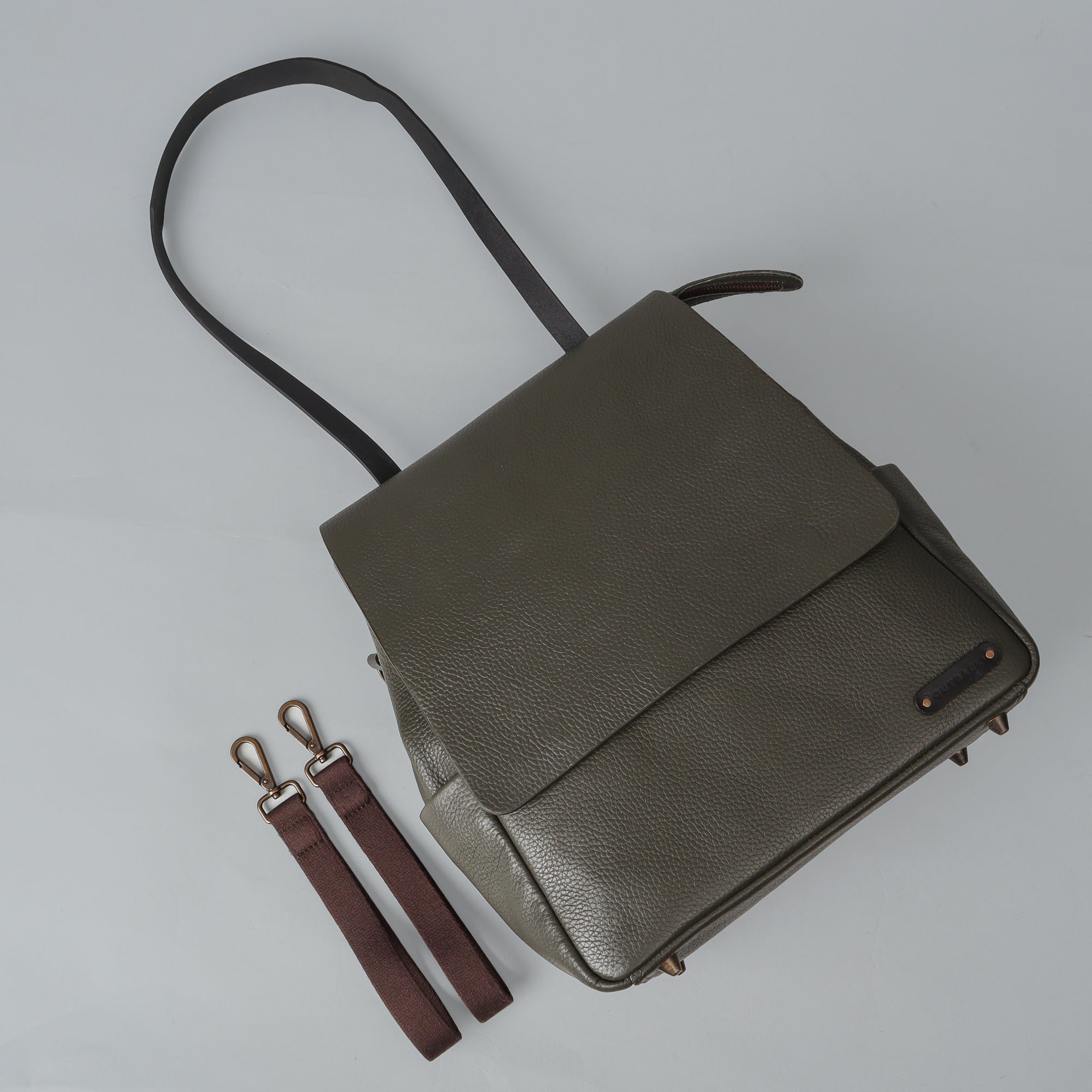 Leather diaper backpack with straps