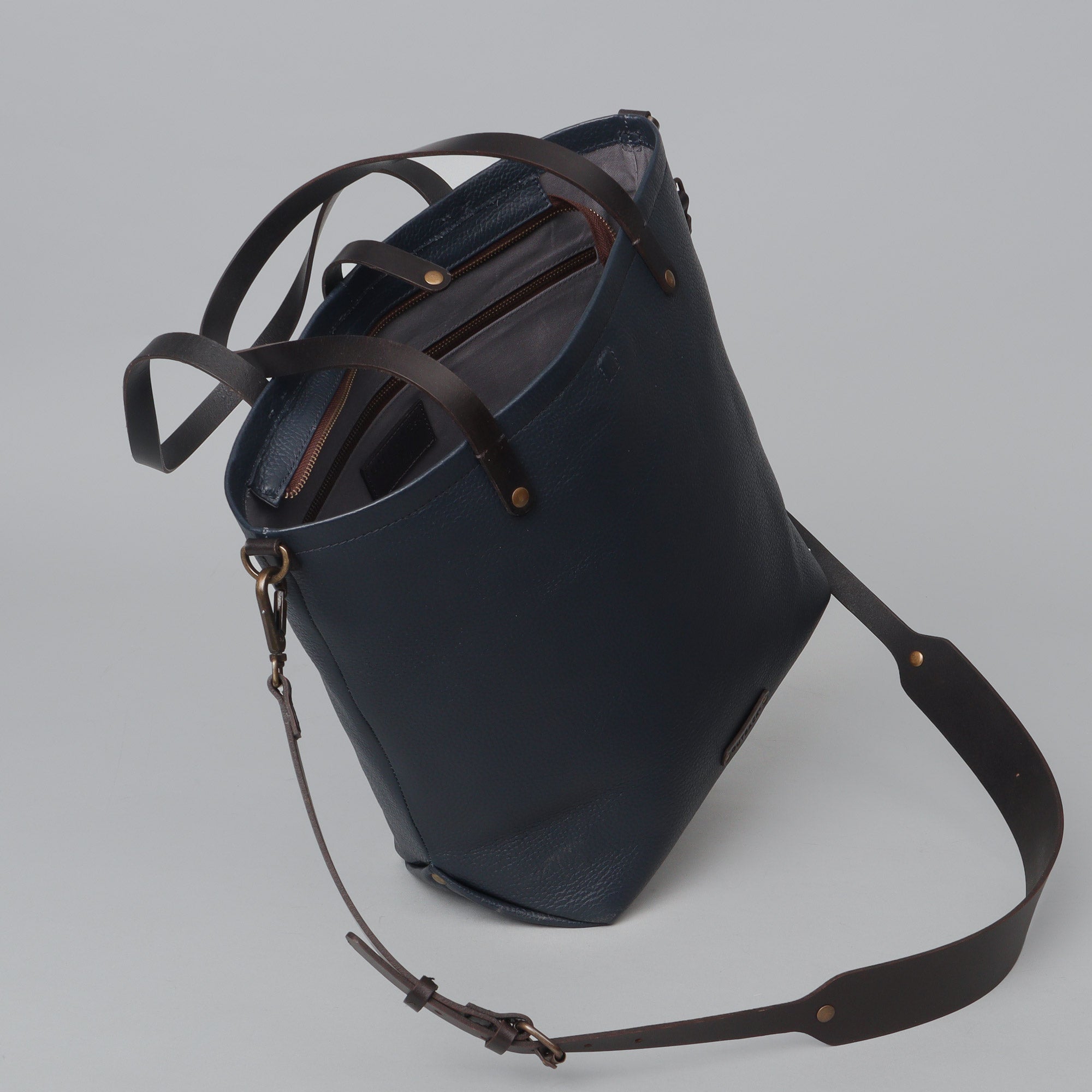Leather tote for college