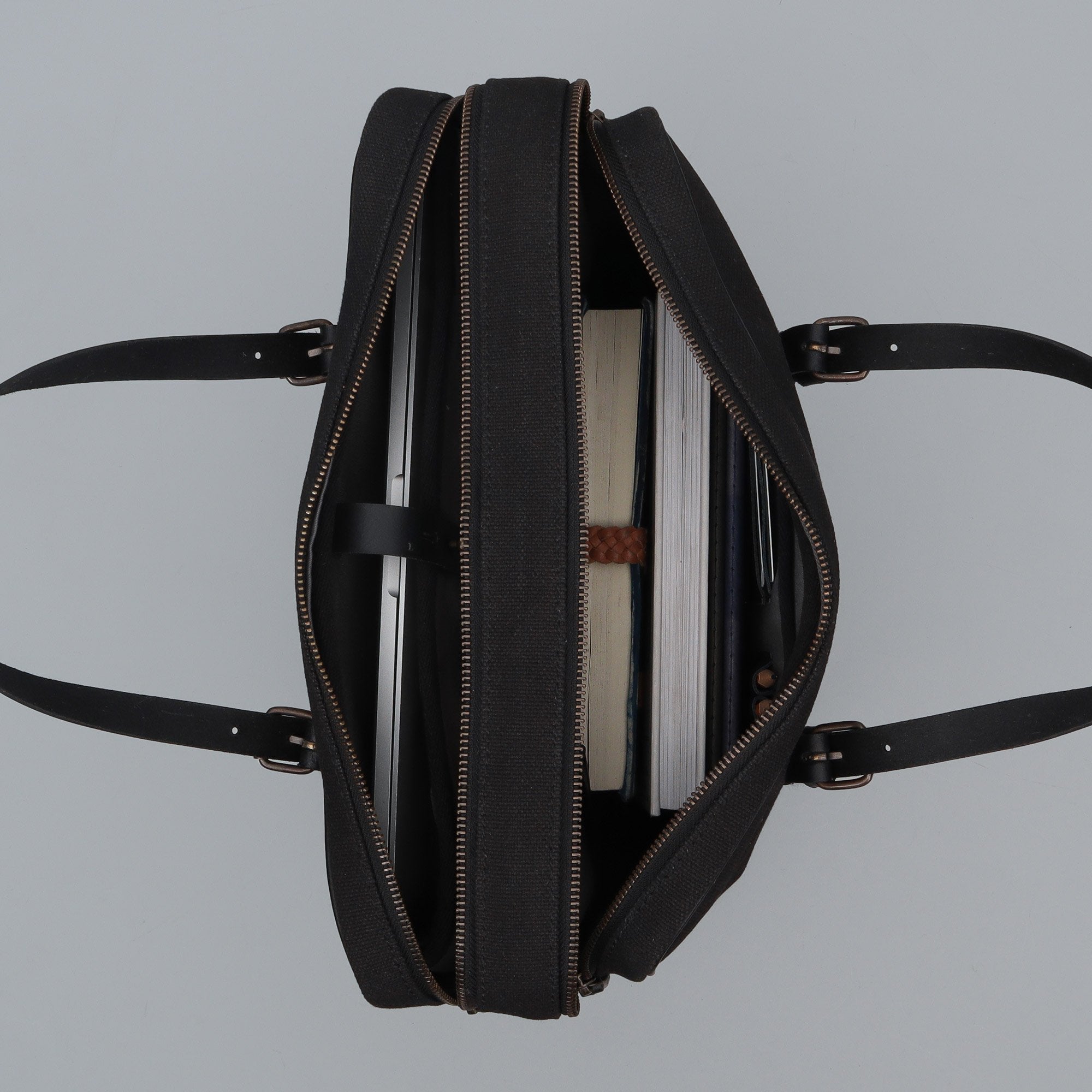 Black canvas laptop briefcase