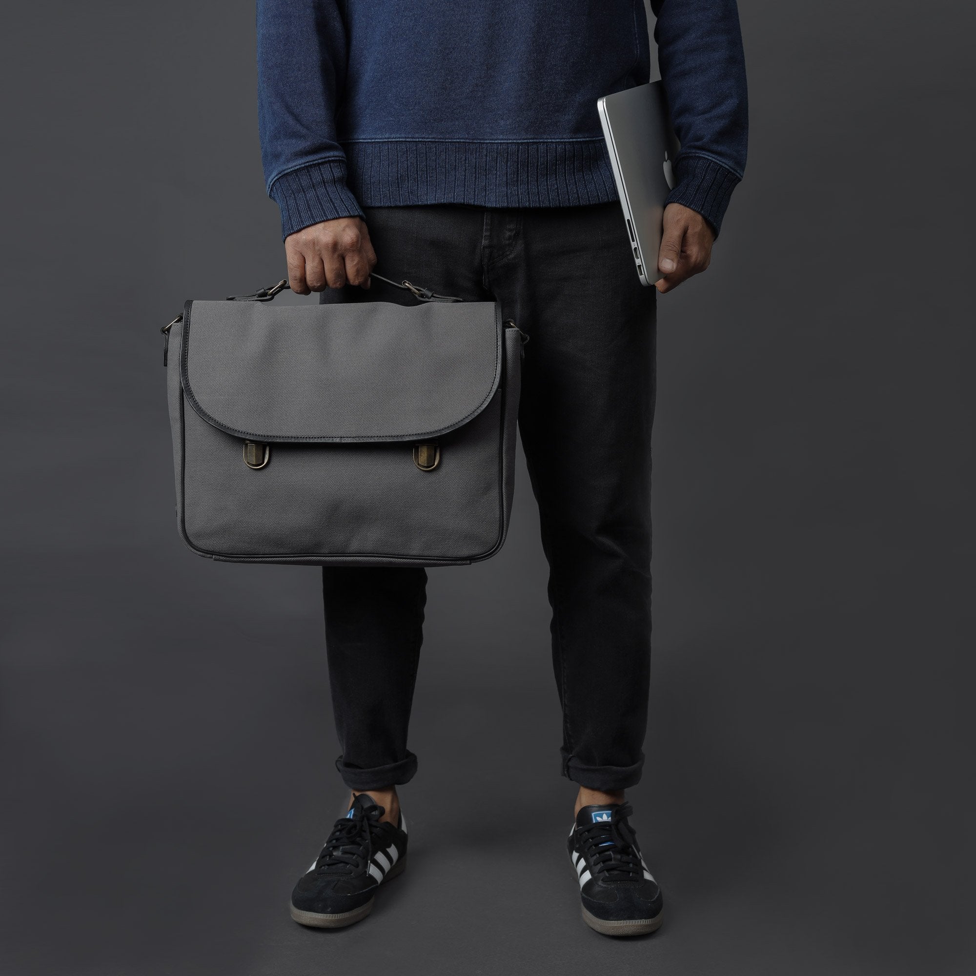 Grey canvas briefcase for sale