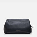 Athens Toilet Bag in Black, Full-Grain Leather