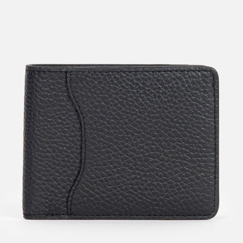 Classic Bi-Fold Leather Wallet in Black, Full-Grain Leather