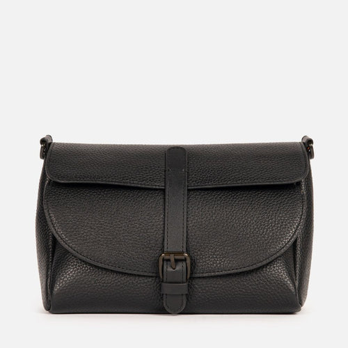 Clara Crossbody Bag in Black, Full-Grain Leather