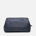 Athens Toilet Bag in Navy, Full-Grain Leather