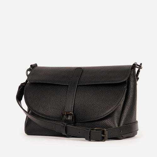 Clara Crossbody Bag in Black, Full-Grain Leather — view 2