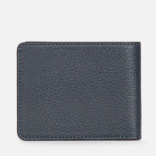 Classic Bi-Fold Leather Wallet in Navy, Full-Grain Leather — view 2