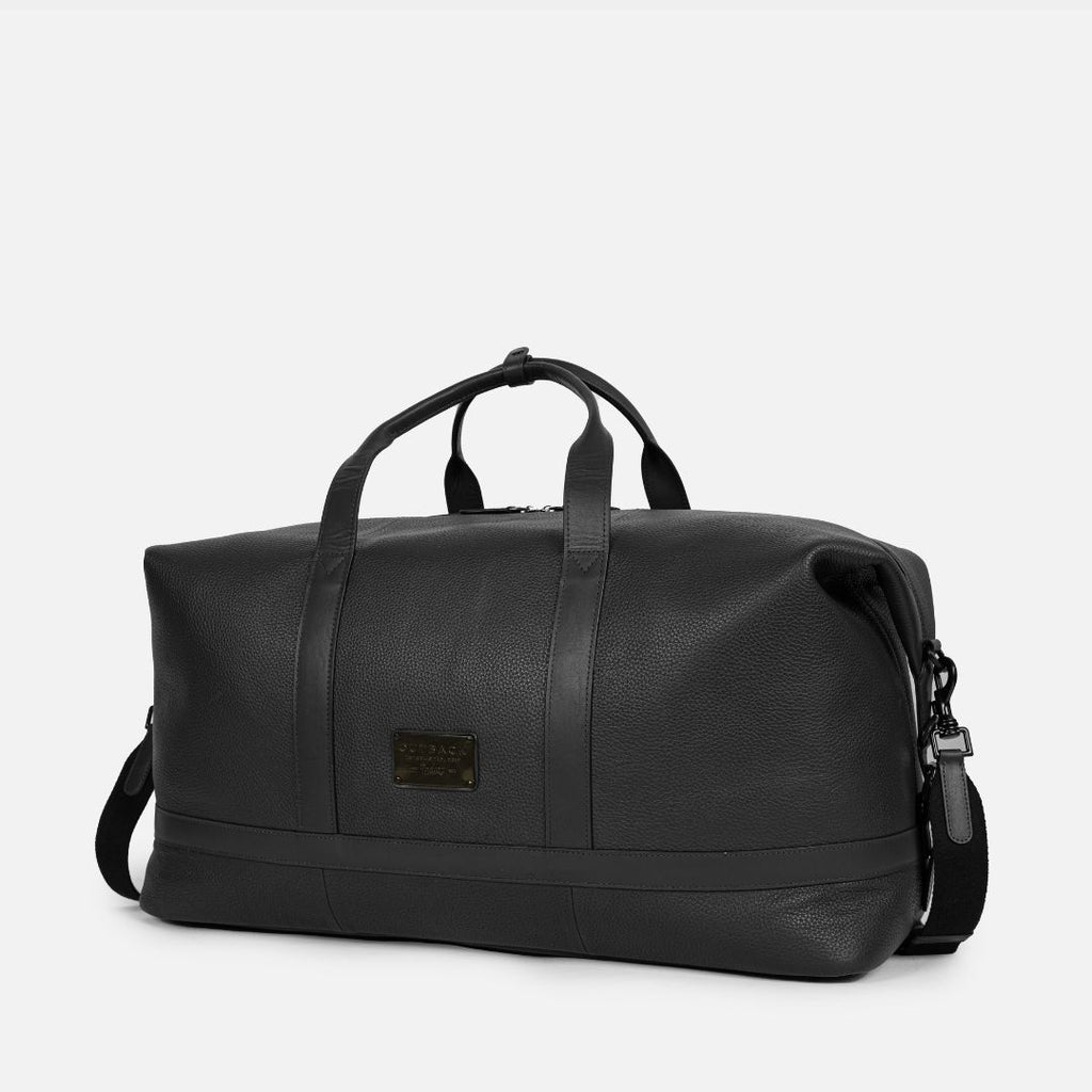 Runway Leather Travel Bag in Black, Full-Grain Leather & Canvas — view 2
