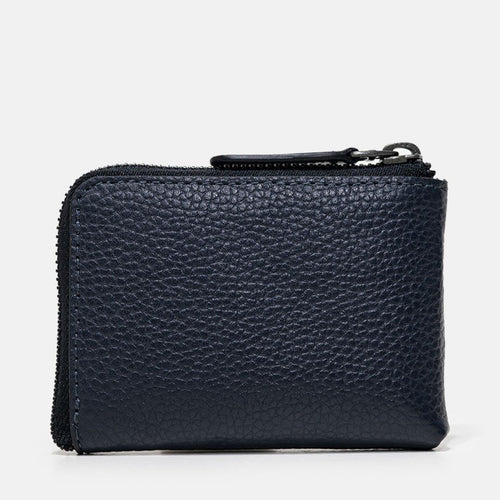 Coins Wallet in Navy, Full-Grain Leather — view 2