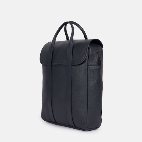 Chief Leather Backpack in Navy, Full-Grain Leather — view 2