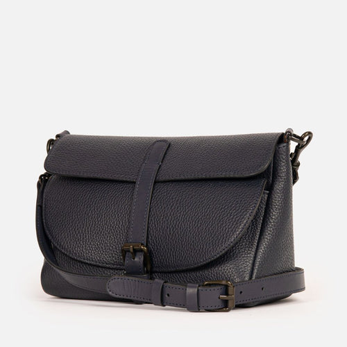 Clara Crossbody Bag in Navy, Full-Grain Leather — view 2