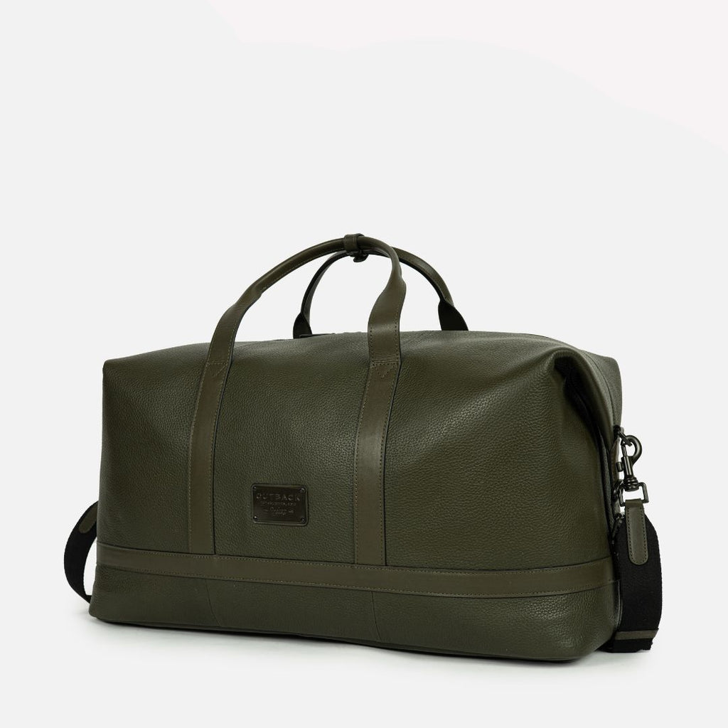 Runway Leather Travel Bag in Olive, Full-Grain Leather — view 2