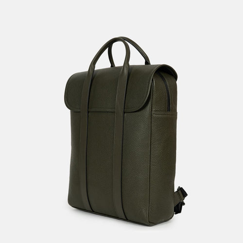 Chief Leather Backpack in Olive, Full-Grain Leather — view 2
