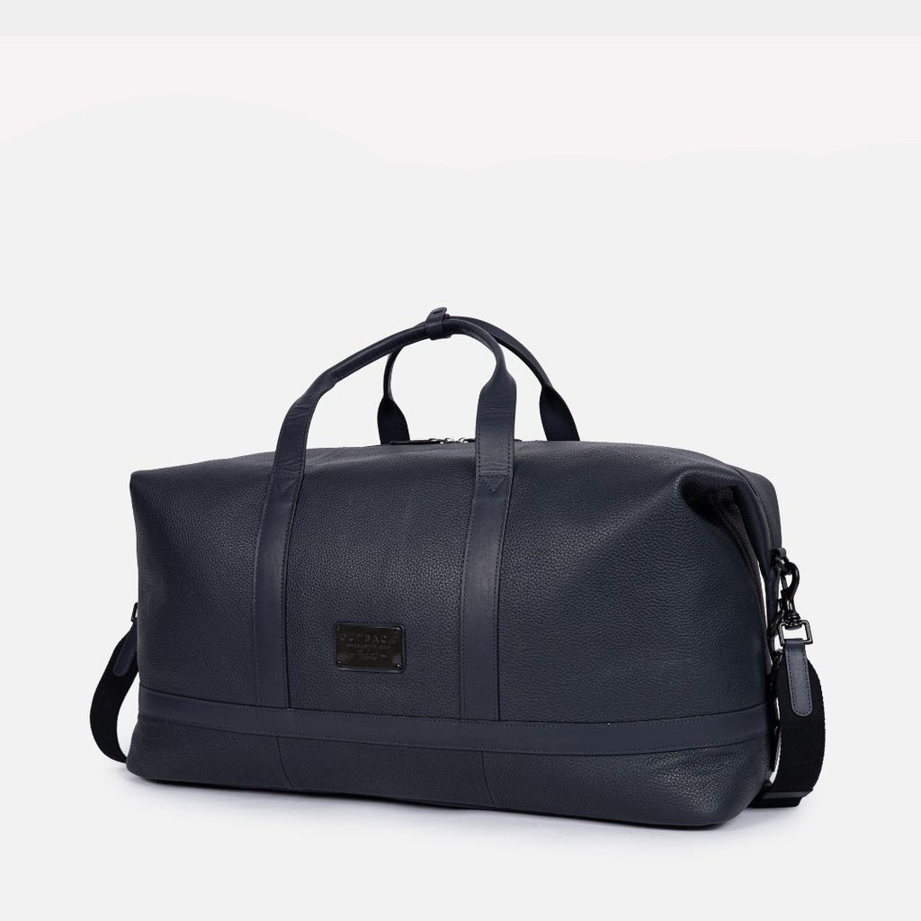 Runway Leather Travel Bag in Navy, Full-Grain Leather — view 2