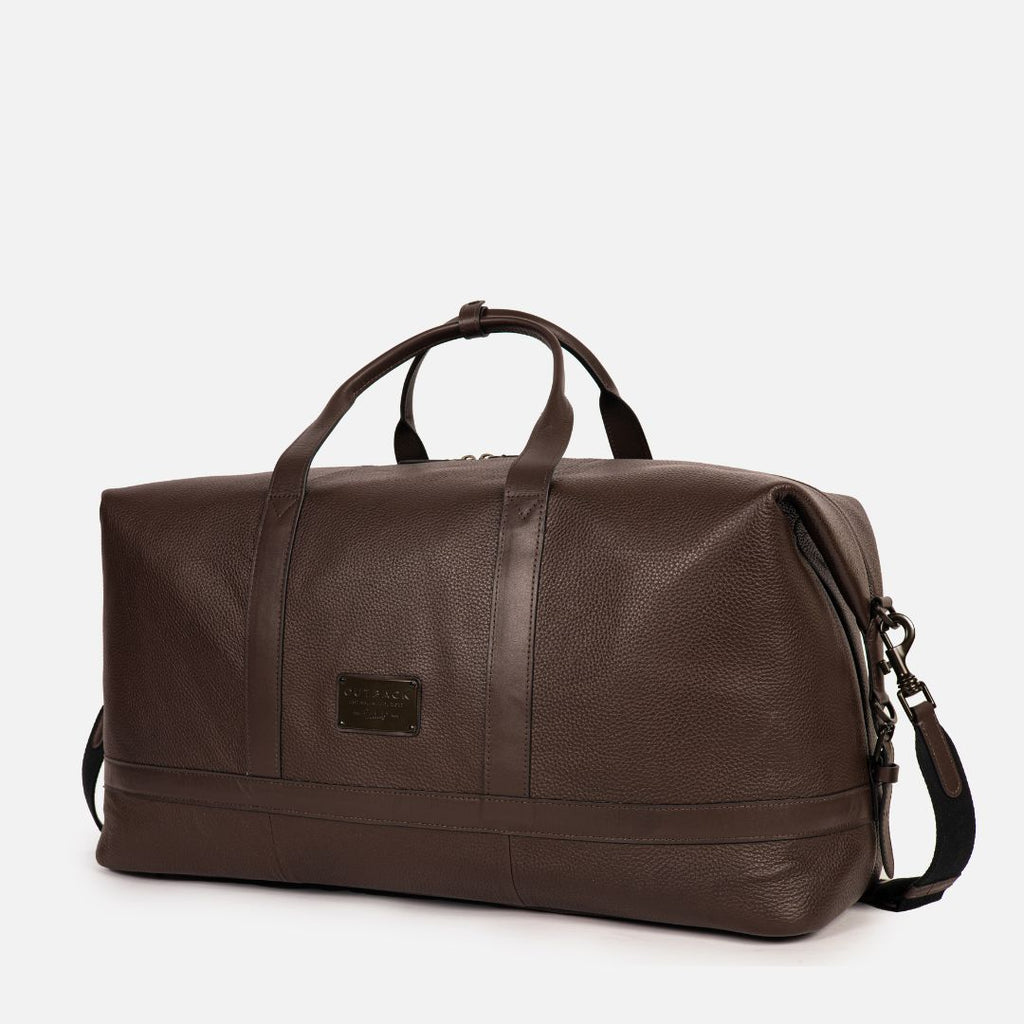 Runway Leather Travel Bag in Brown, Full-Grain Leather & Canvas — view 2