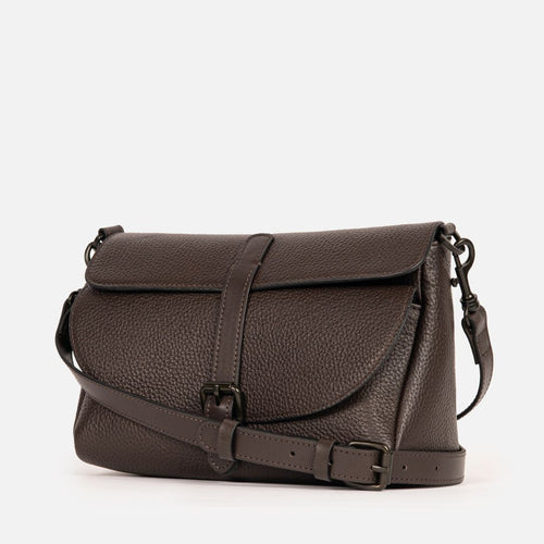 Clara Crossbody Bag in Brown, Full-Grain Leather — view 2