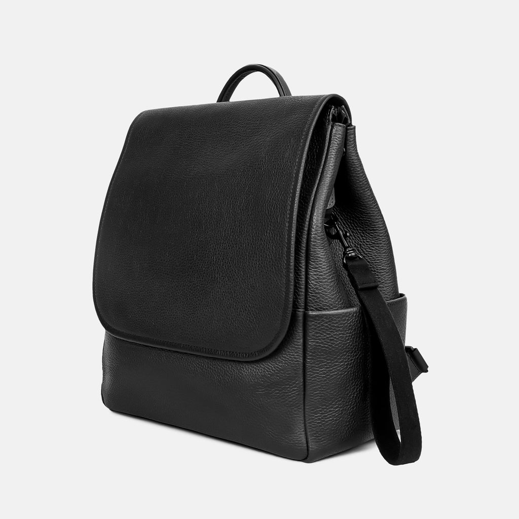 Donna Leather Diaper Bag in Black, Full-Grain Leather — view 3