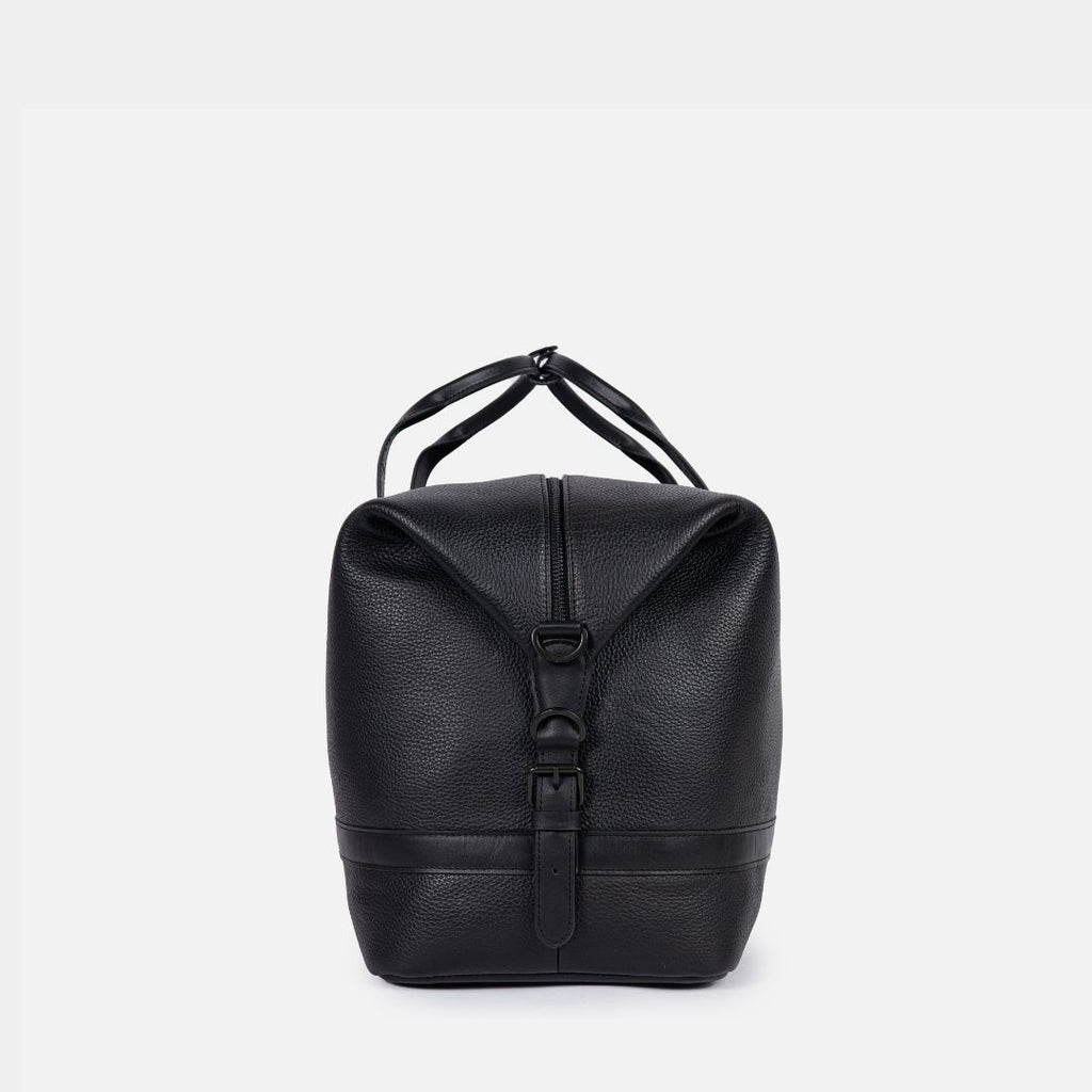 Runway Leather Travel Bag in Black, Full-Grain Leather & Canvas — view 3