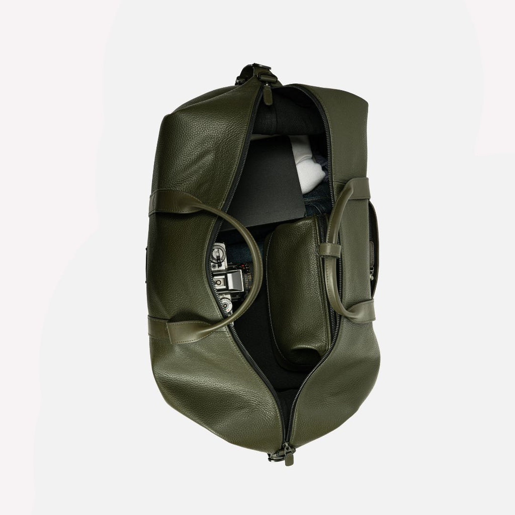 Runway Leather Travel Bag in Olive, Full-Grain Leather — view 6