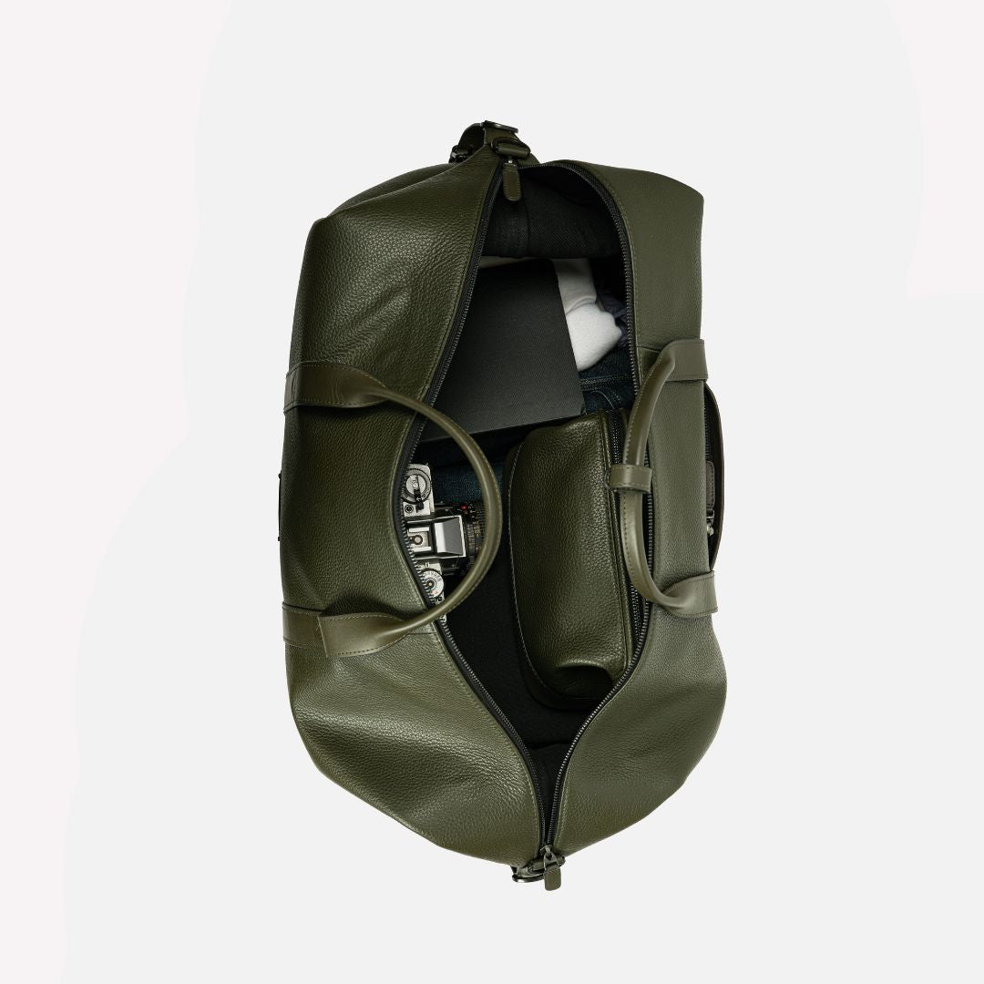 Runway Leather Travel Bag in Olive, Full-Grain Leather — view 6