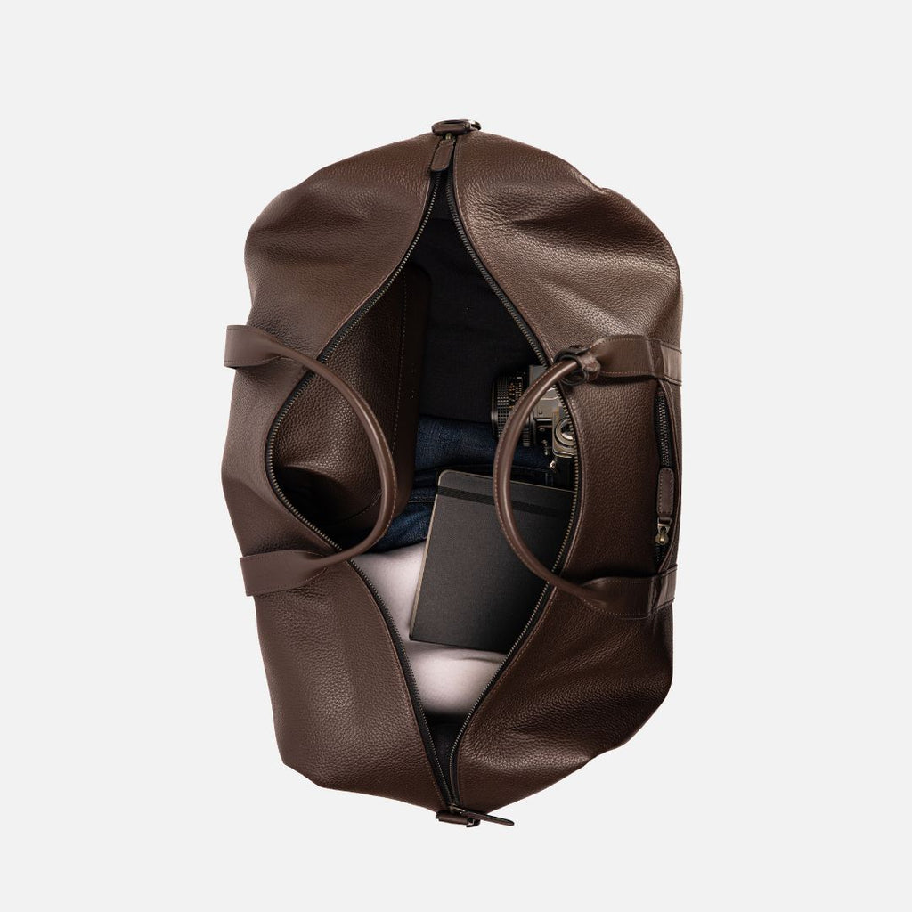 Runway Leather Travel Bag in Brown, Full-Grain Leather & Canvas — view 6