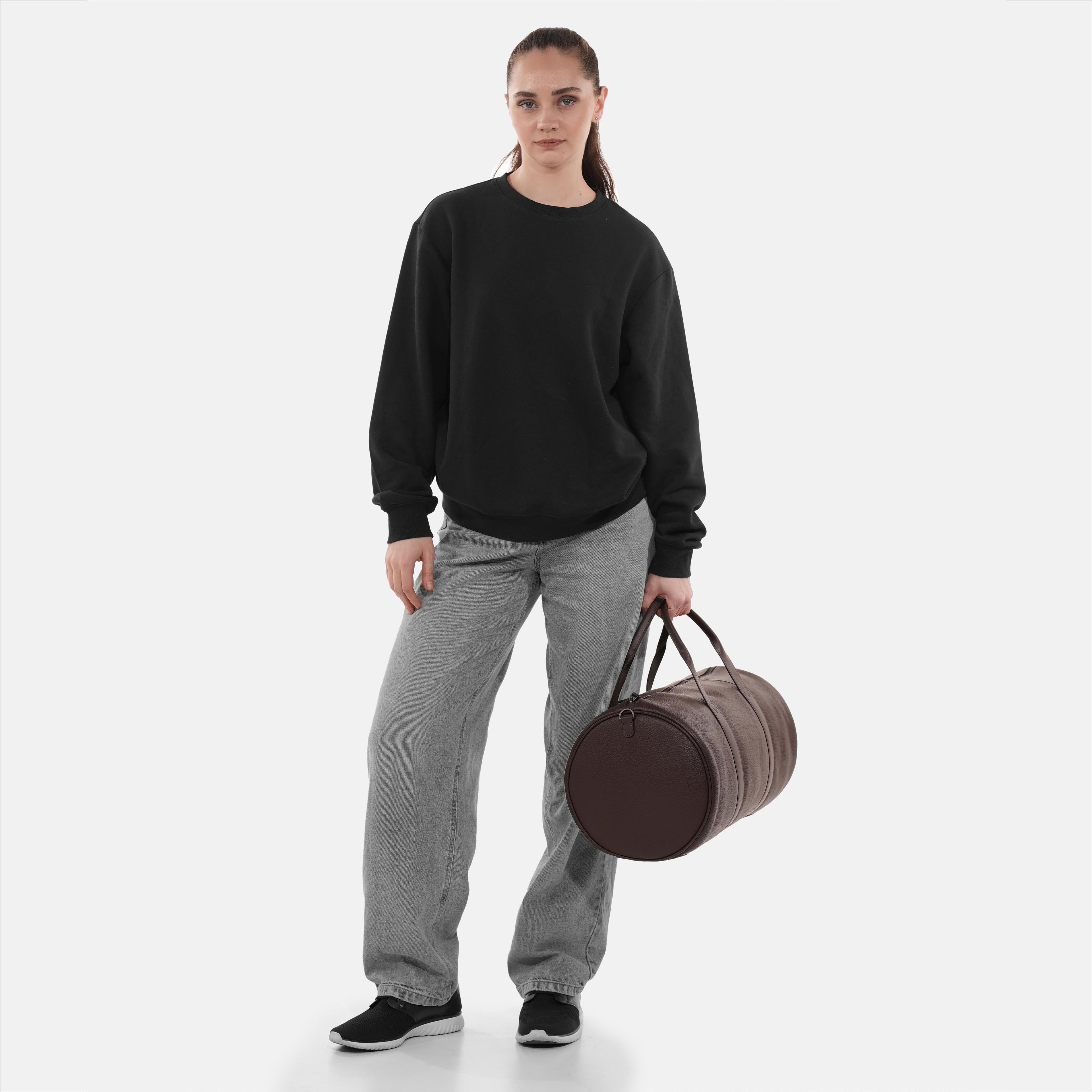 Miami Leather Gym Bag in Brown, Full-Grain Leather — view 6