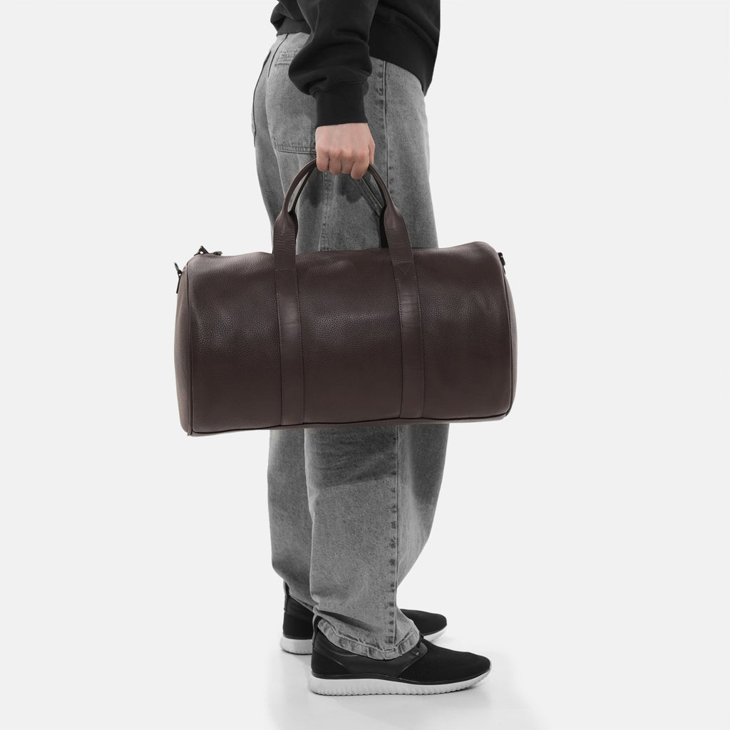 Miami Leather Gym Bag in Brown, Full-Grain Leather — view 7