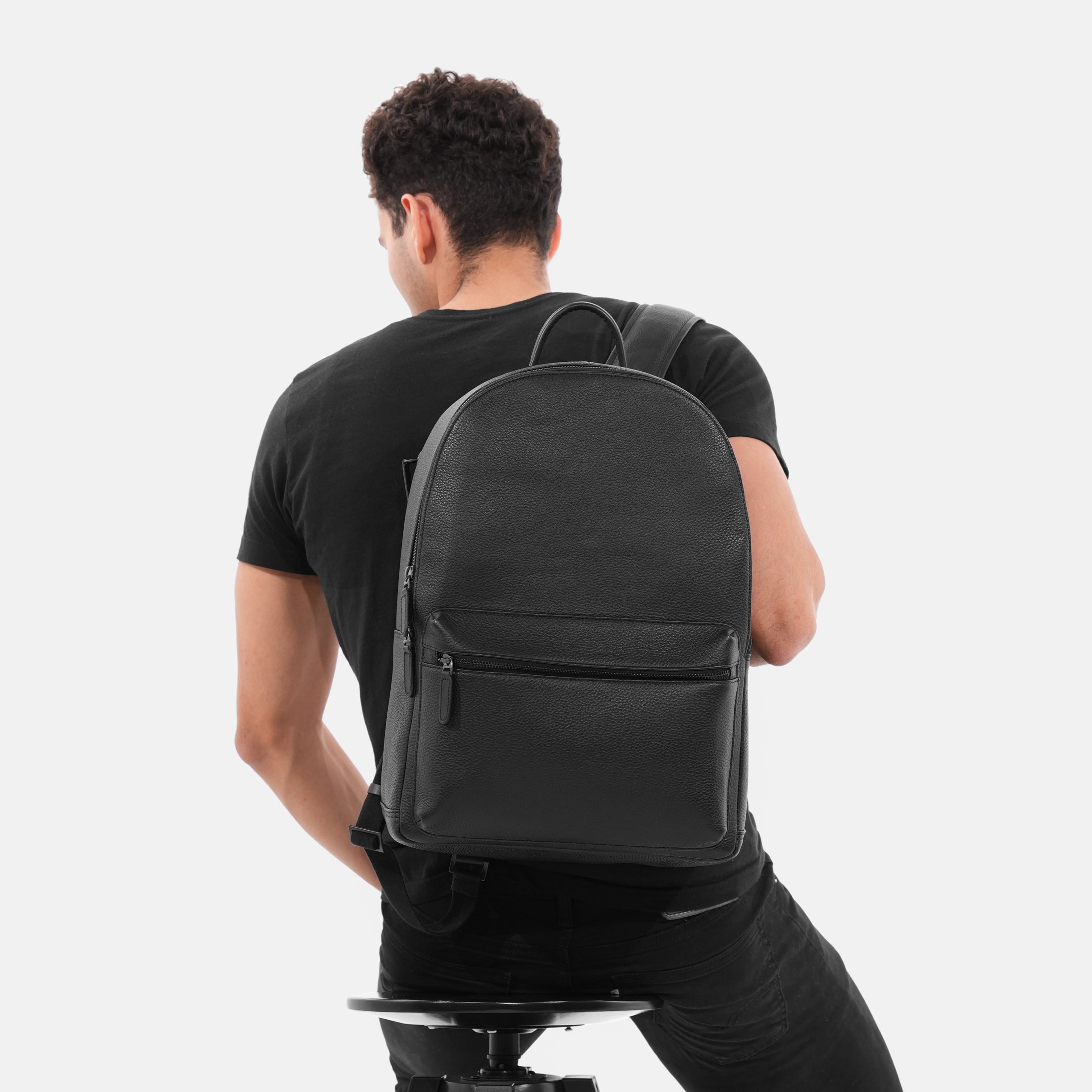 black leather backpack with laptop compartment Waterproof College Padded compartment can hold laptops with screens up to 15.6 inches. Geometric Goods - Leather laptop