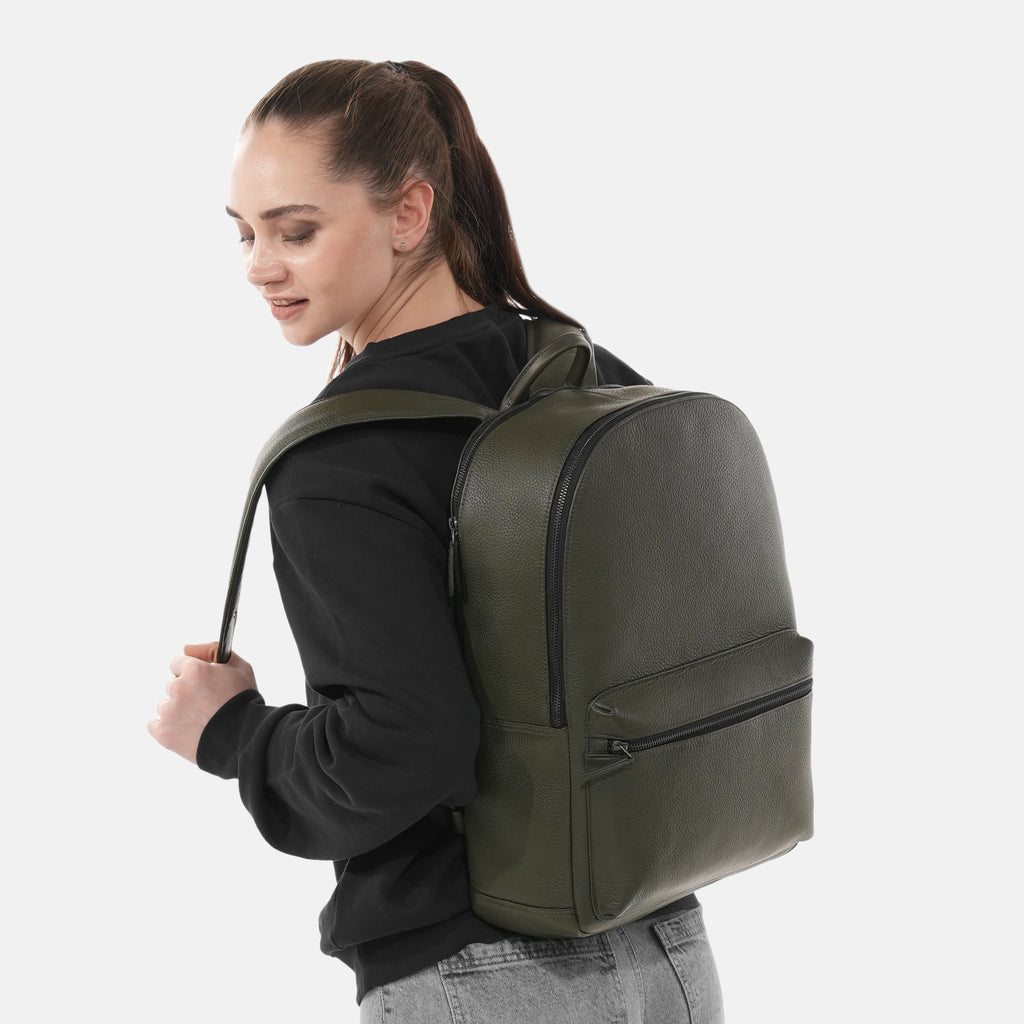 Leather Backpack with Laptop Compartment