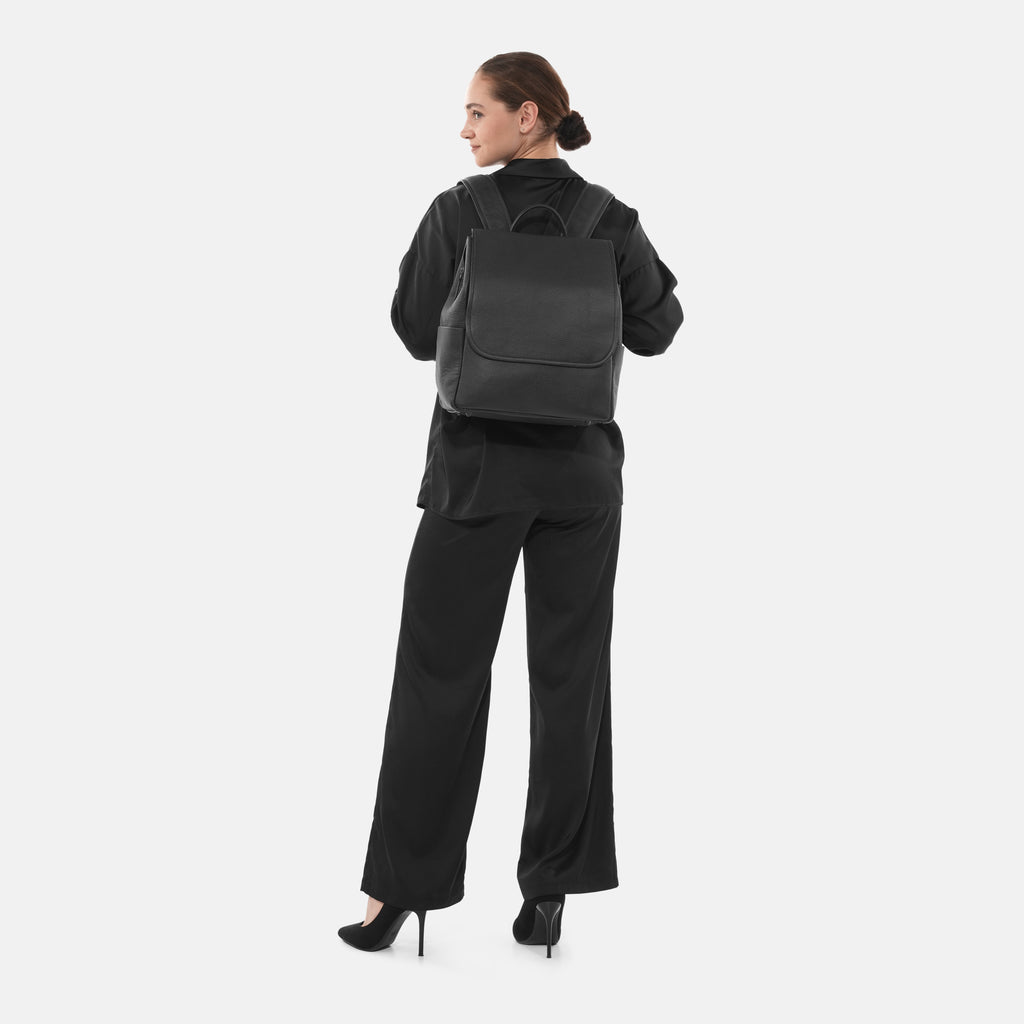 Donna Leather Diaper Bag in Black, Full-Grain Leather — view 7