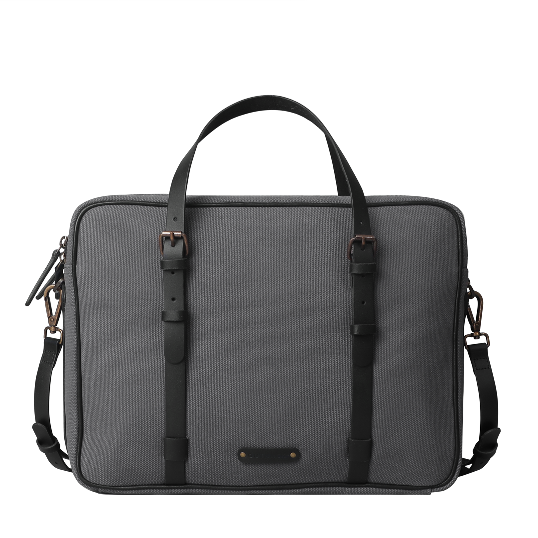 grey canvas briefcase