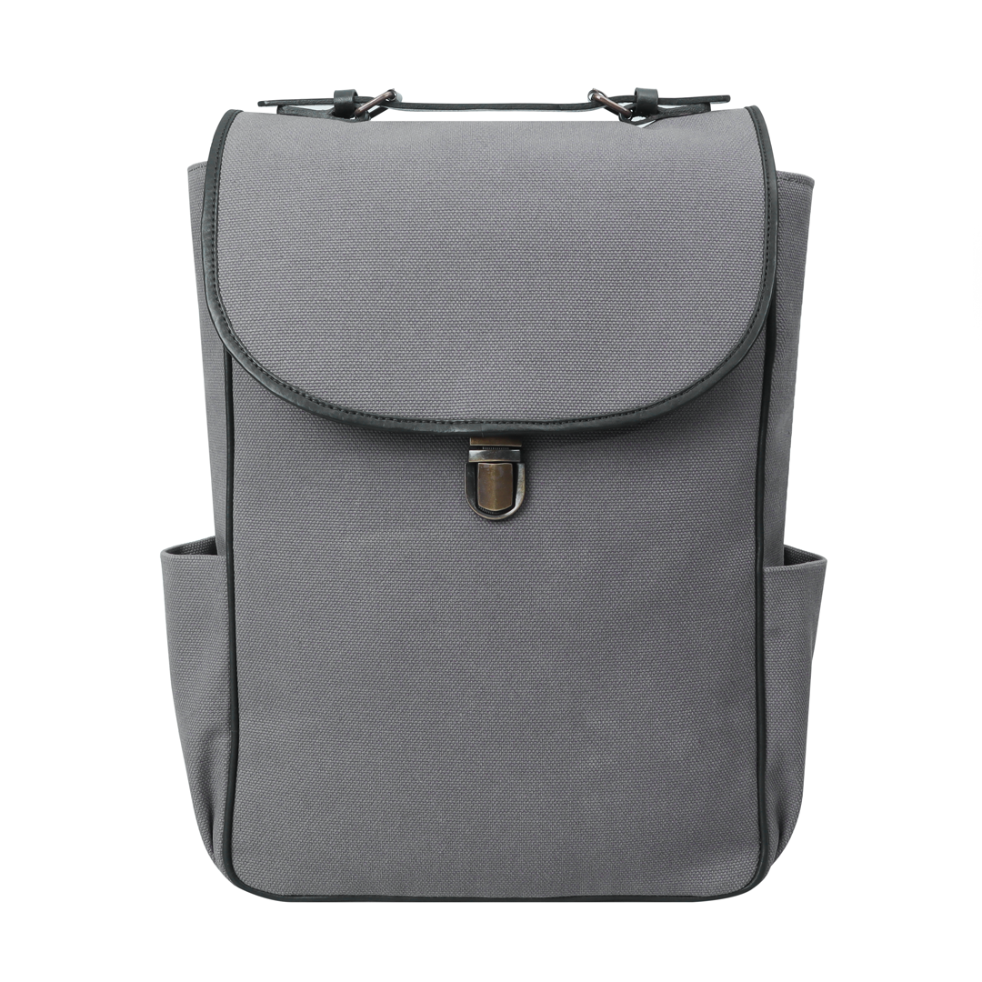 grey canvas backpack