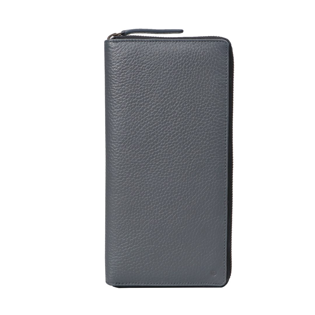 Grey chequebook leather wallets