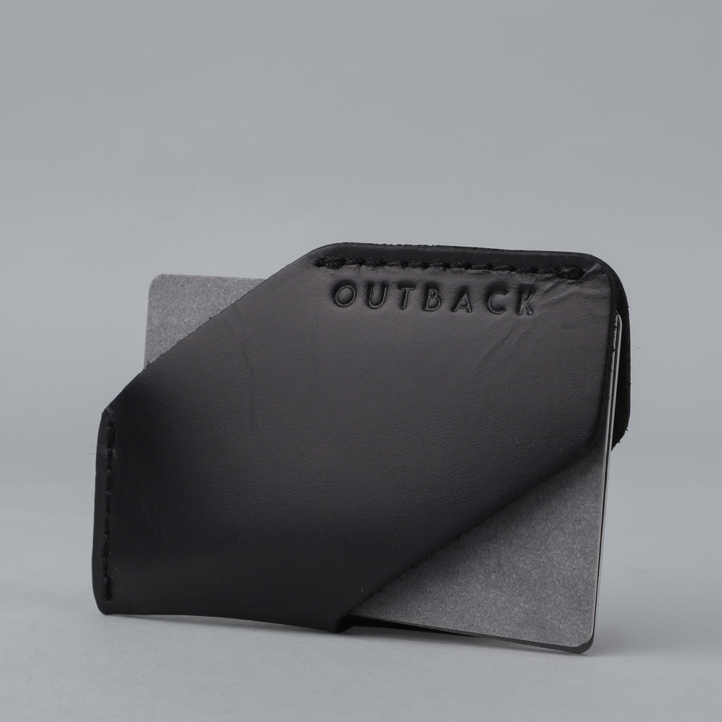 Black leather card sleeve