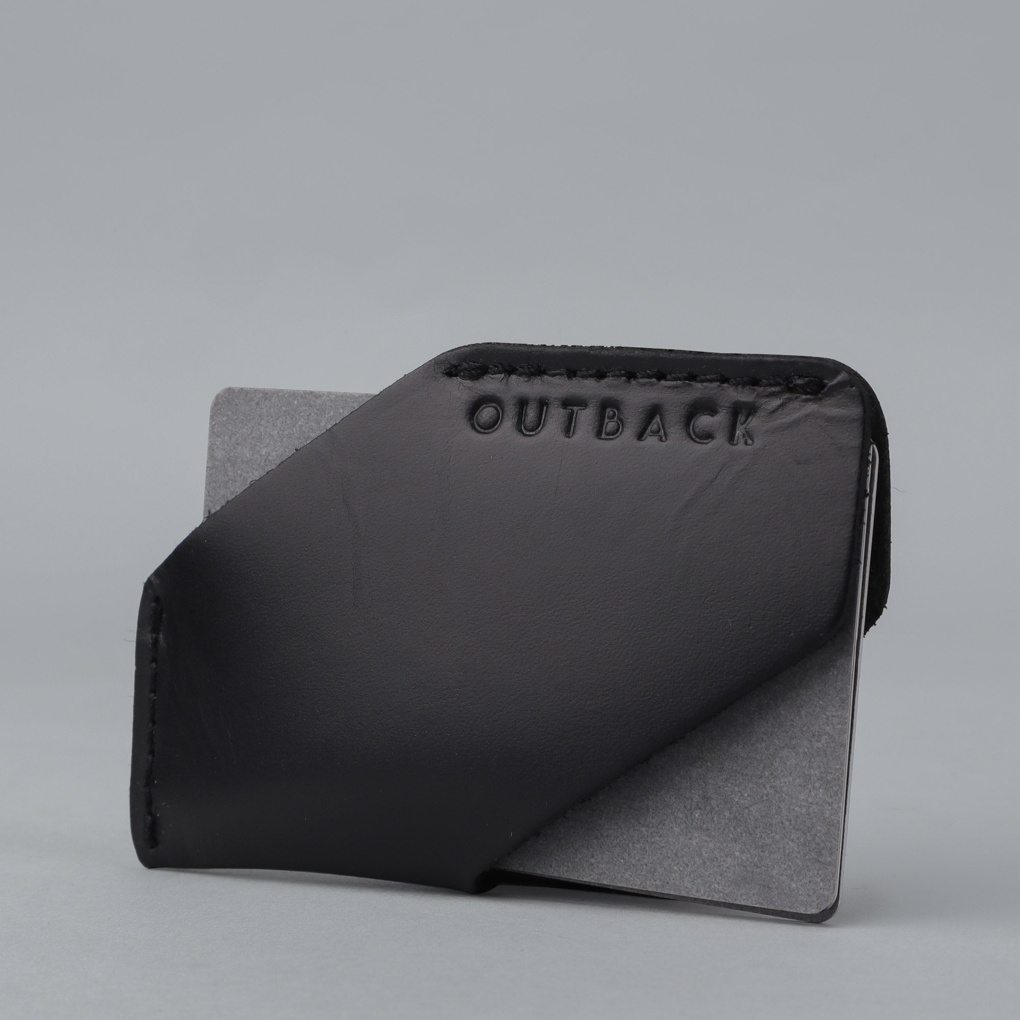 Black leather card sleeve