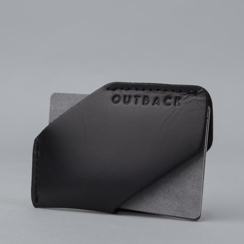 Black leather card sleeve