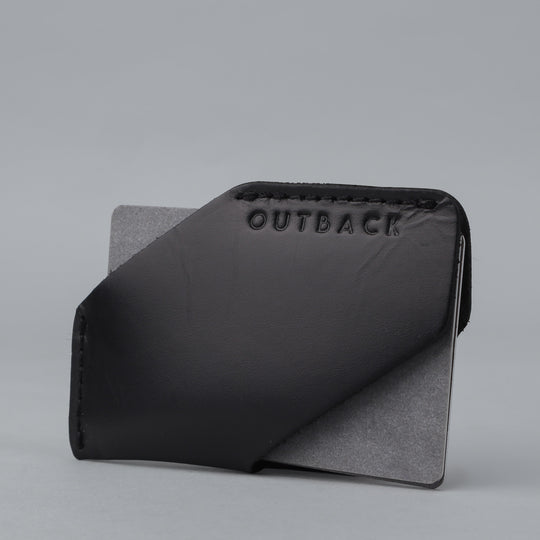Black leather card sleeve