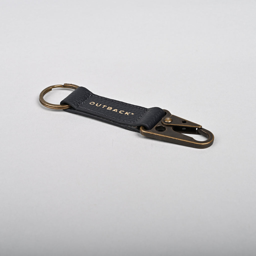 Performance Key Holder in Navy, Full-Grain Leather — view 2