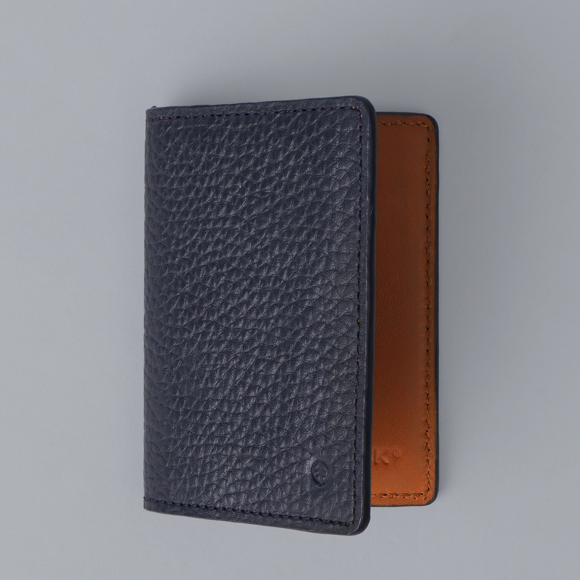 navy leather business card wallet