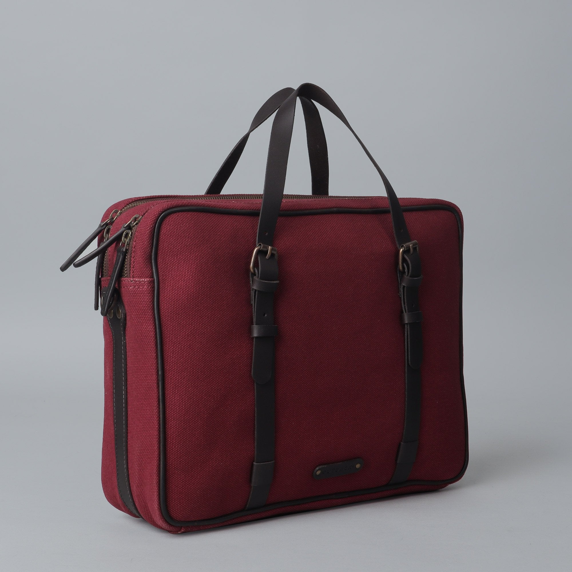 maroon canvas briefcase for men