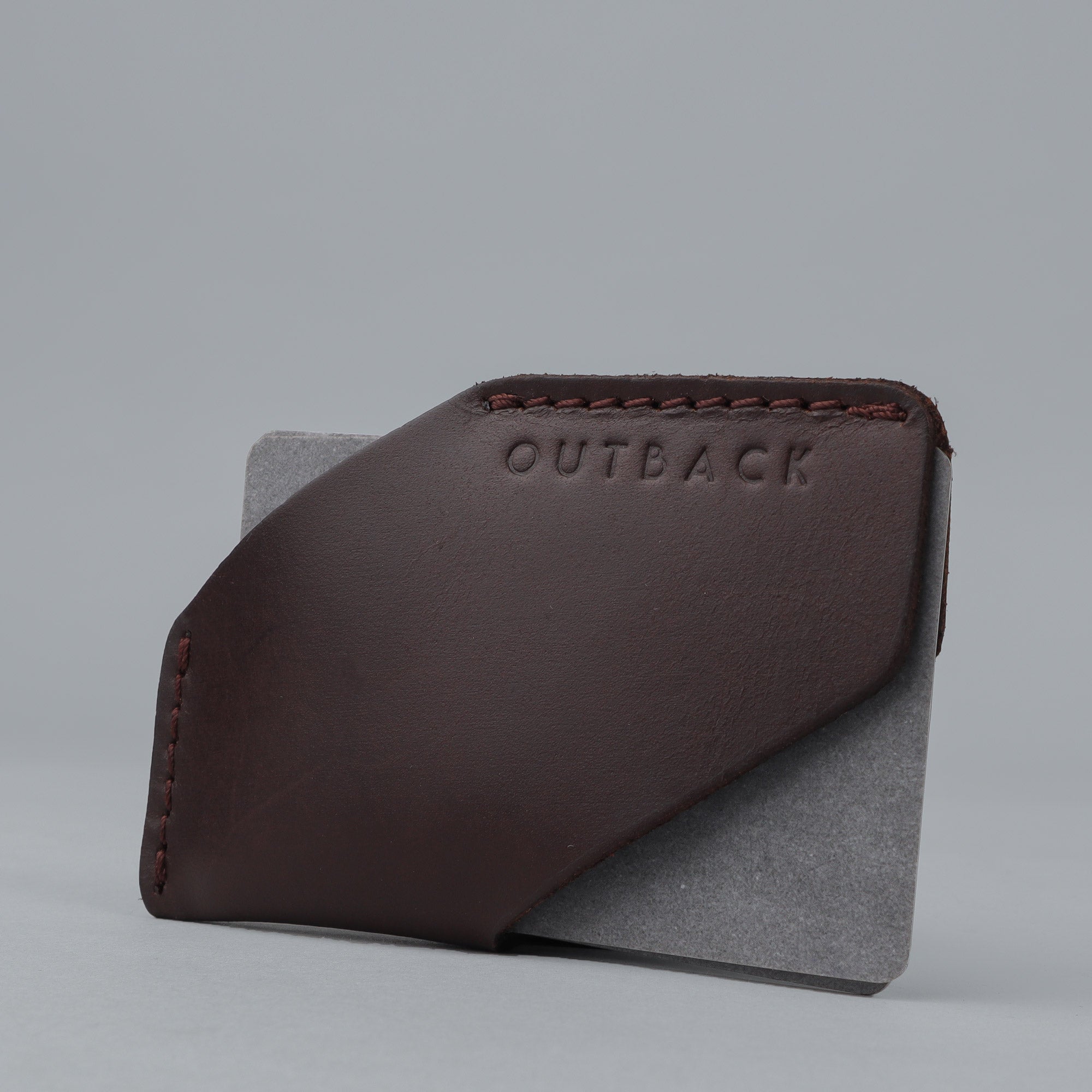 brown leather card sleeve