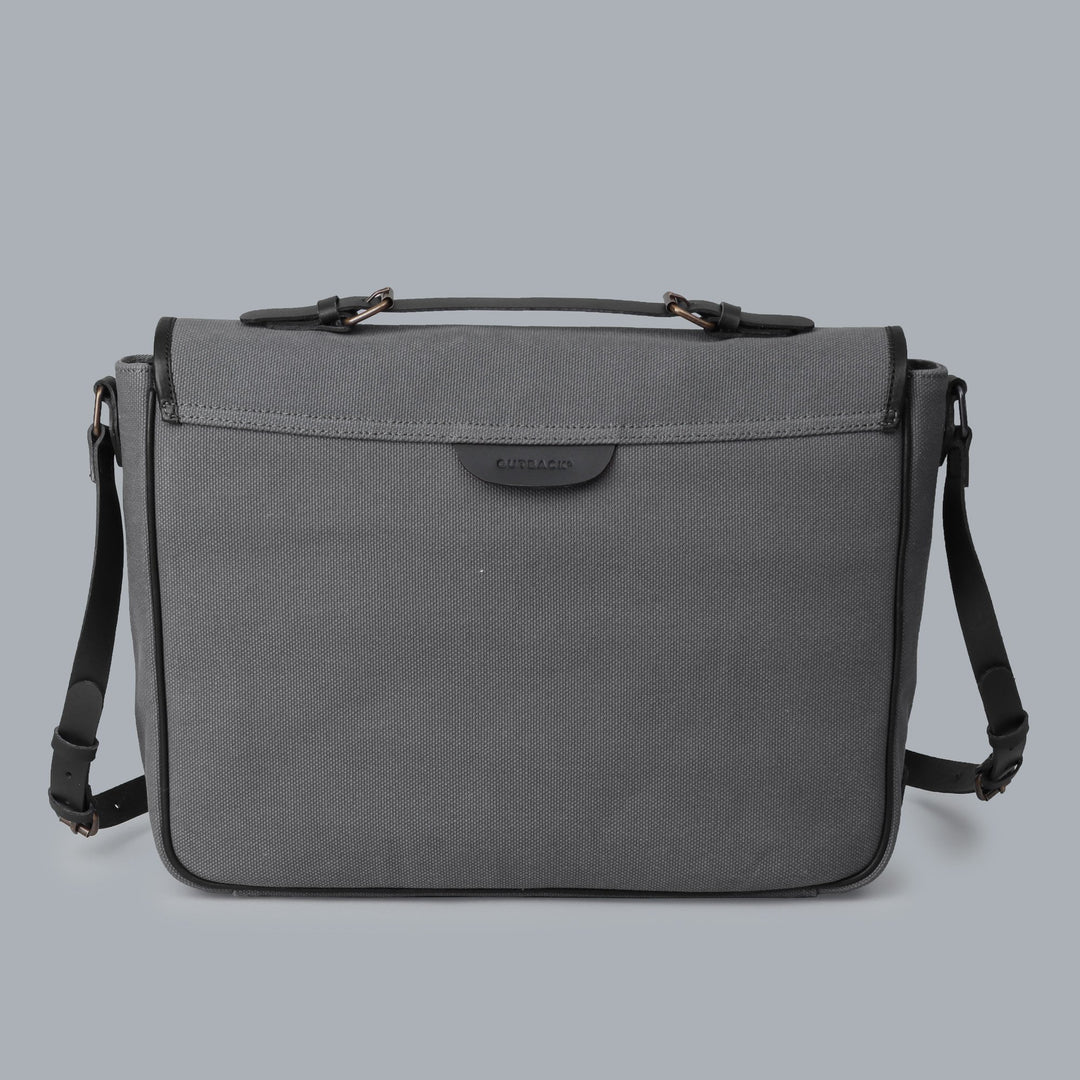 grey canvas office briefcase