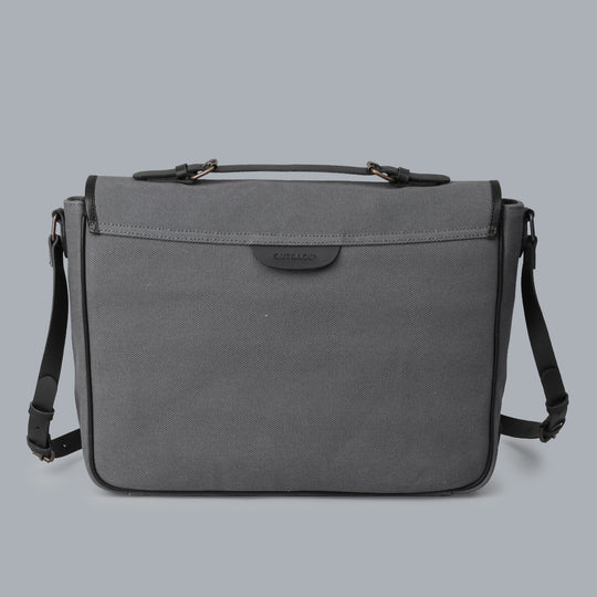 grey canvas office briefcase