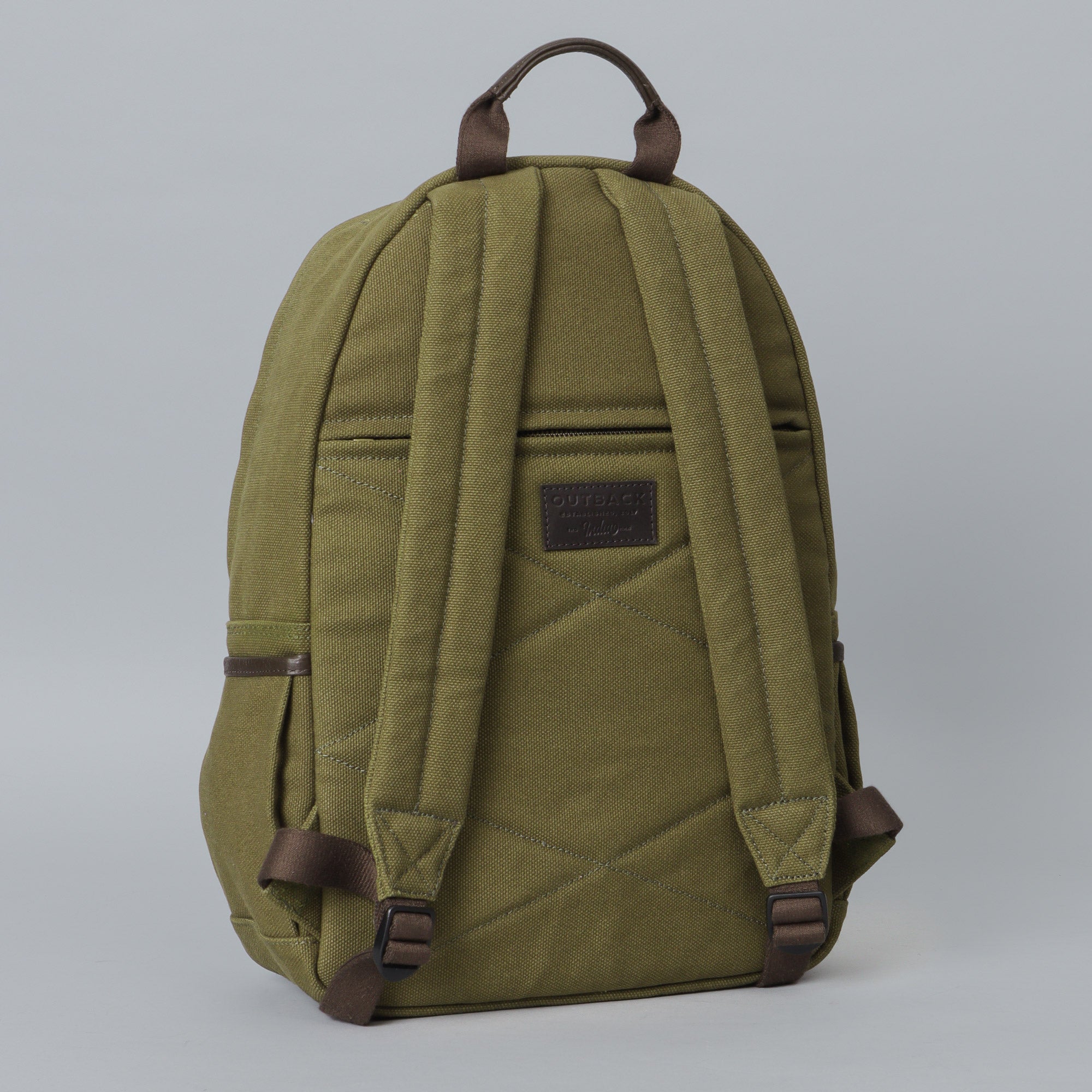 Green canvas backpack for women