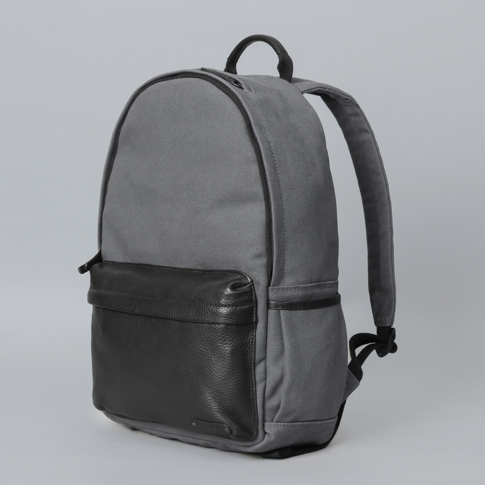 Grey canvas backpack for men